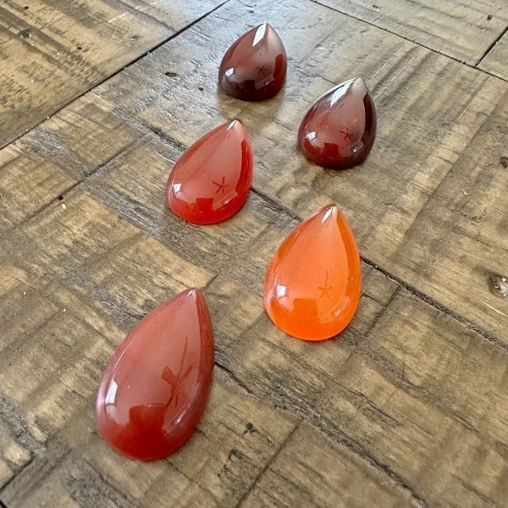 Natural Carnelian Teardrop Cabochons